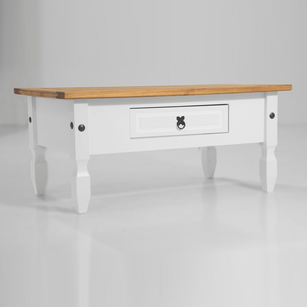 Madison 1 drawer White Wood Coffee Table