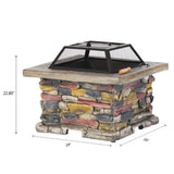 Corporal Natural Stone Square Fire Pit by Christopher Knight Home
