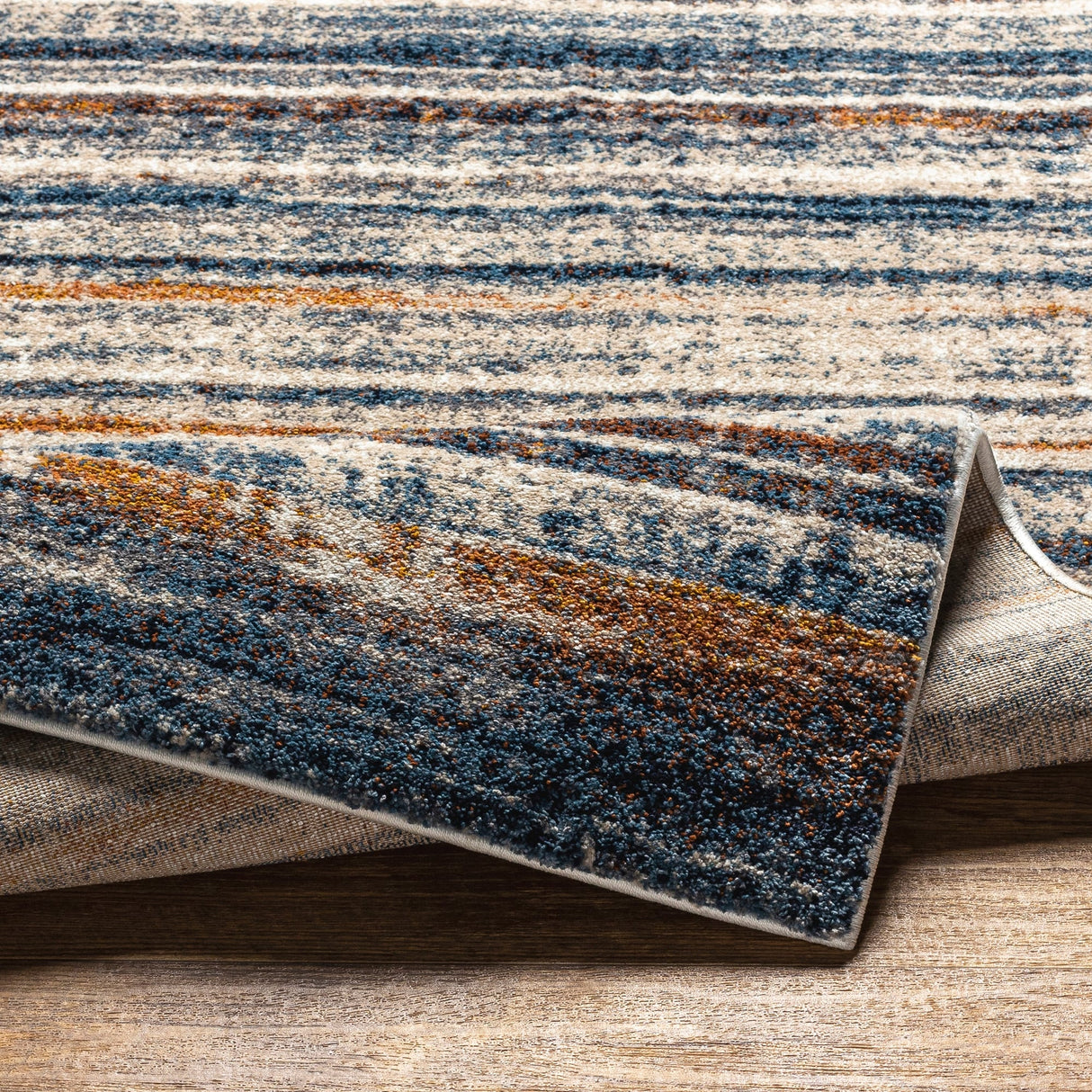 Corra Rustic Stripes Plush Area Rug