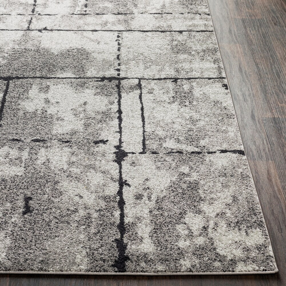 Corrie Gray Contemporary Grid Area Rug (7'10" x 10'3") - 7'10" x 10'3"