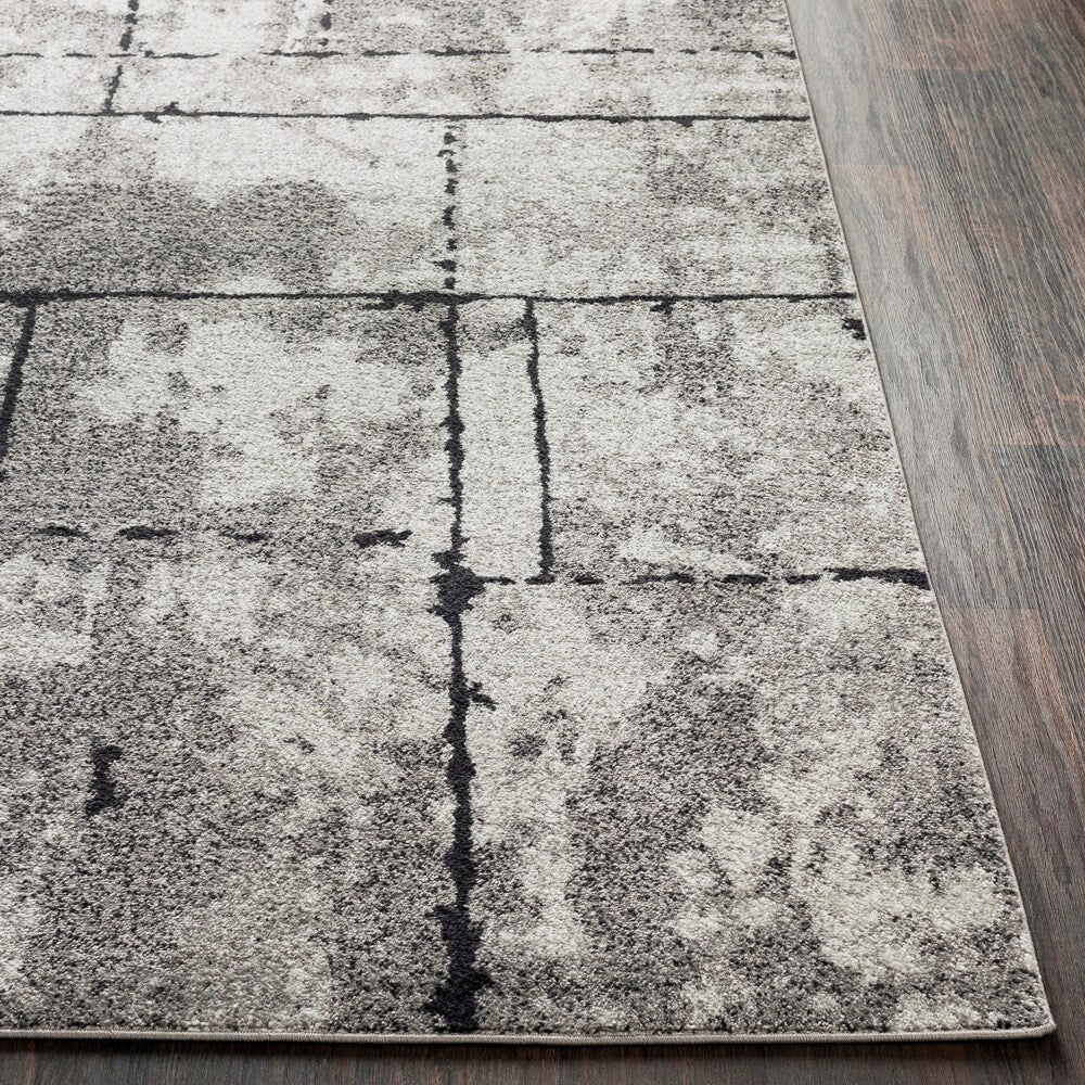 Corrie Gray Contemporary Grid Area Rug (7'10" x 10'3") - 7'10" x 10'3"