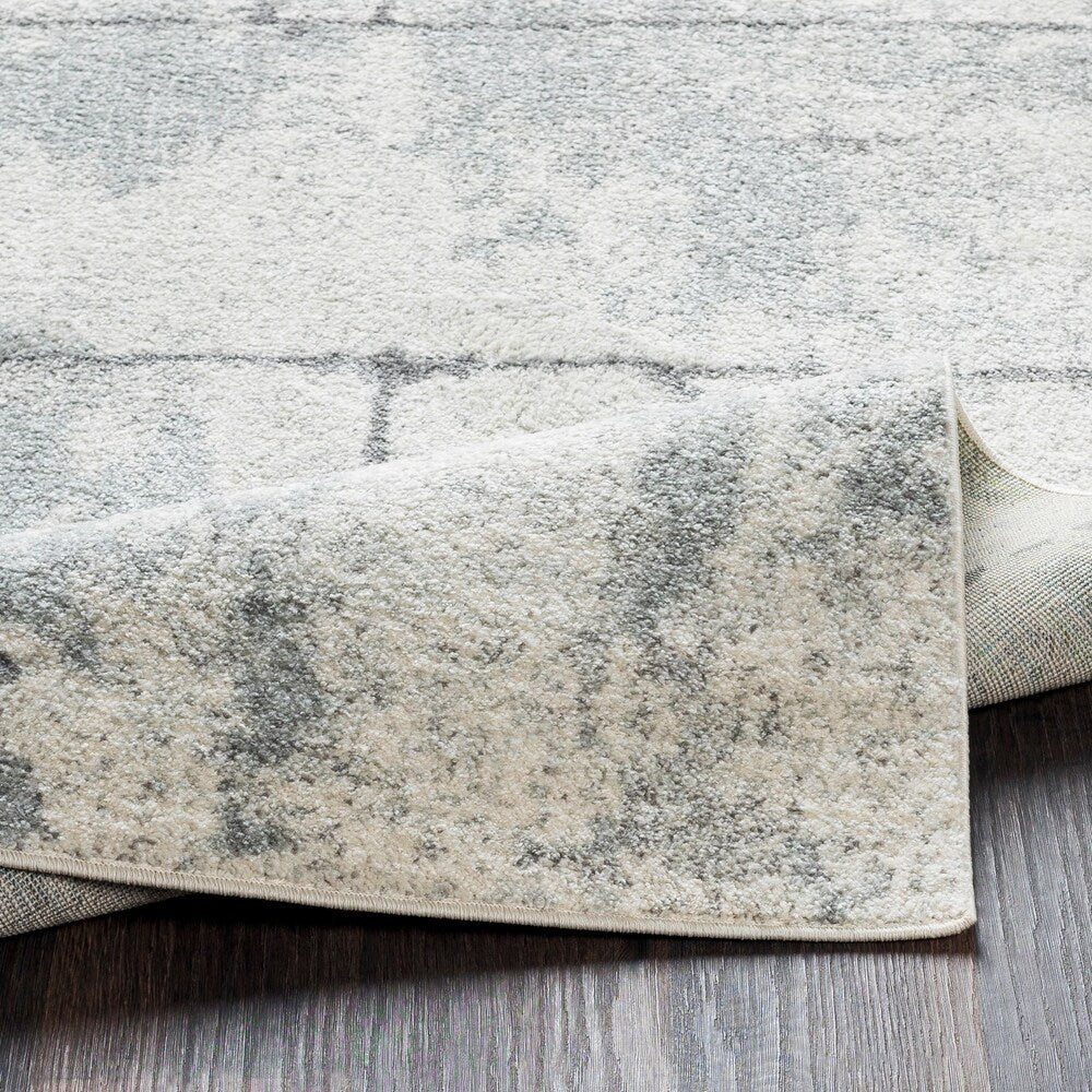 Corrie Light Gray Contemporary Grid Area Rug - 2'7" x 7'6" Runner