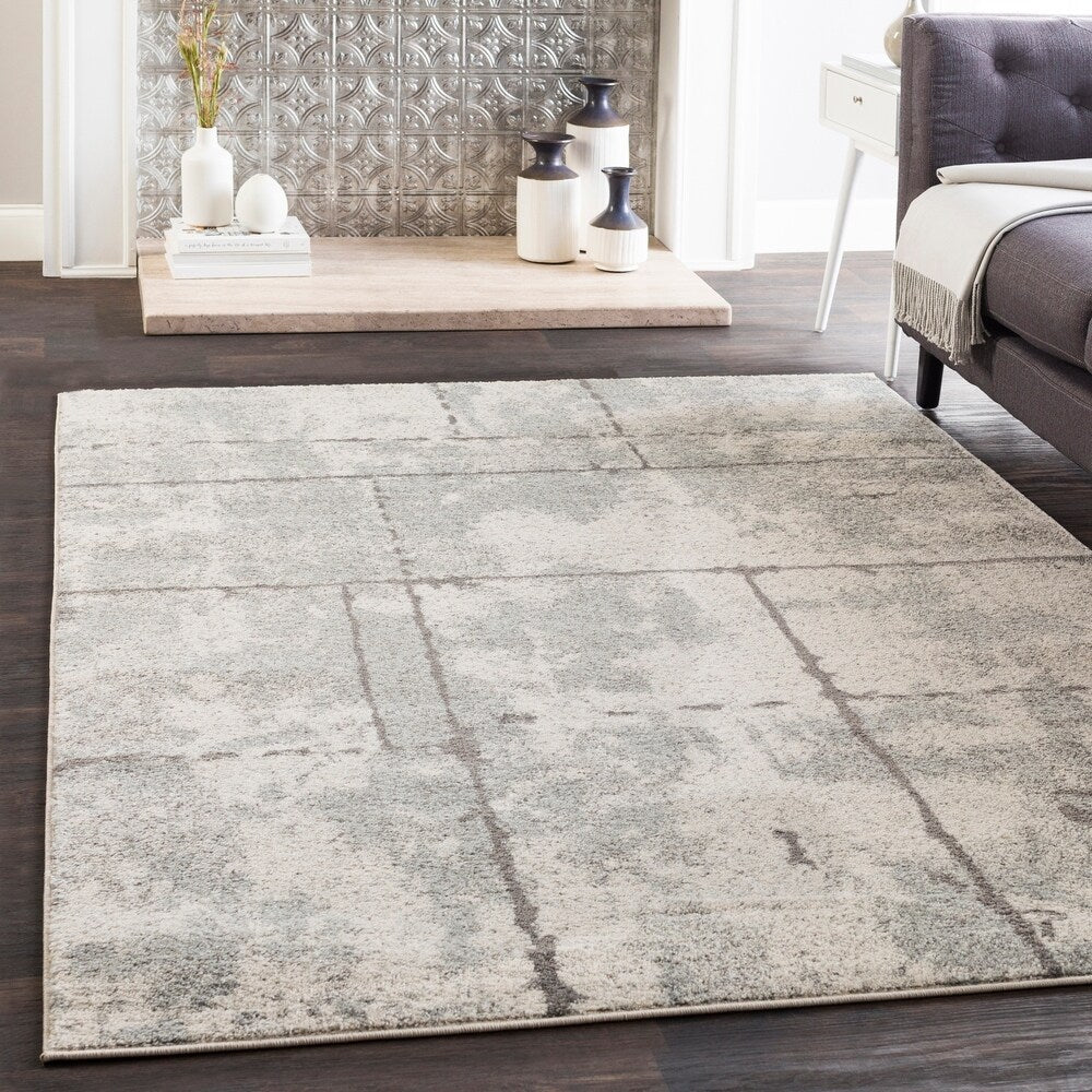 Corrie Light Gray Contemporary Grid Area Rug - 2'7" x 7'6" Runner