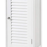 Corrugated Door Wooden Bathroom Storage with 1 Drawer, White