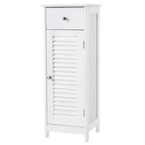 Corrugated Door Wooden Bathroom Storage with 1 Drawer, White
