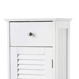 Corrugated Door Wooden Bathroom Storage with 1 Drawer, White