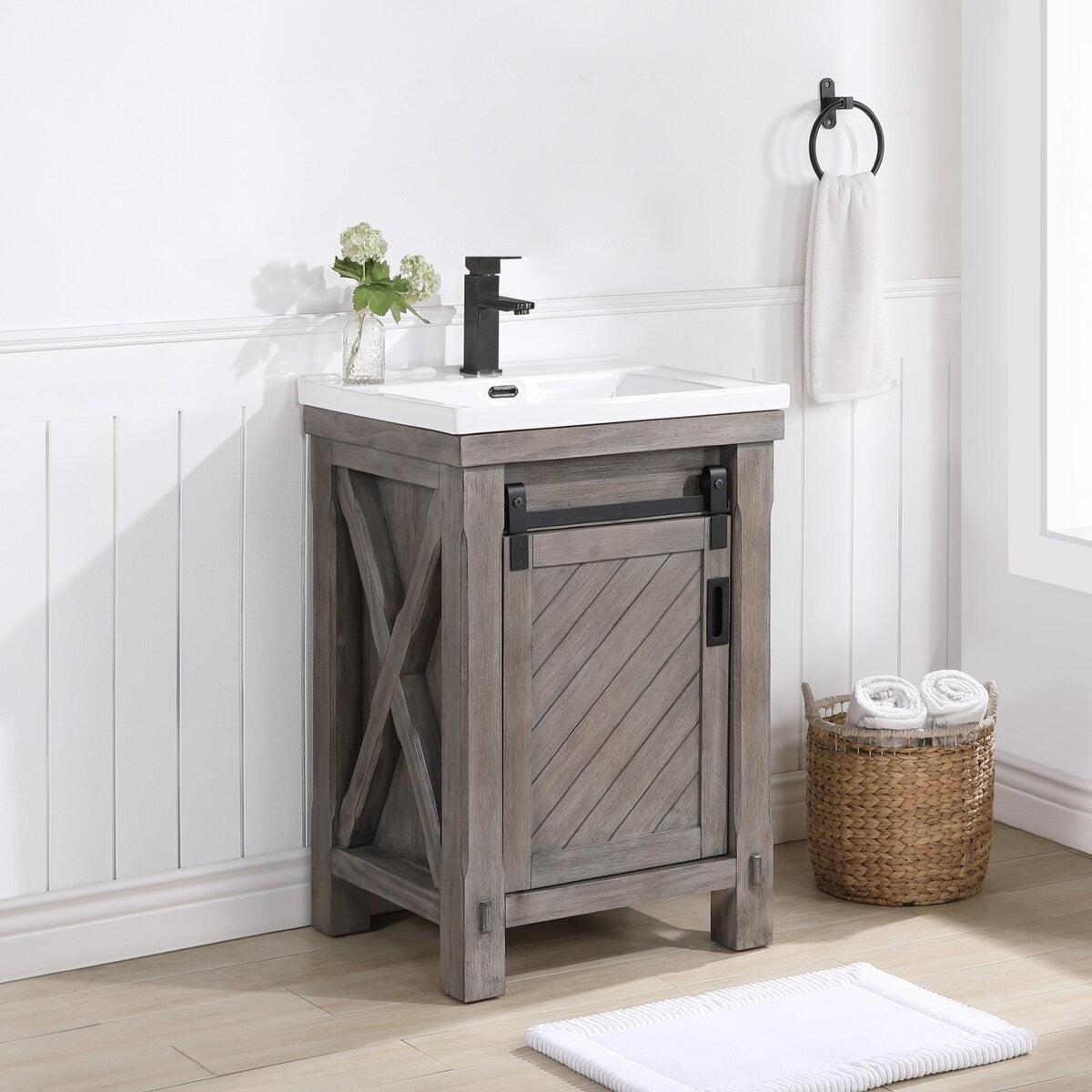 Cortes 24" Single Vanity in Grey with Ceramic Basin
