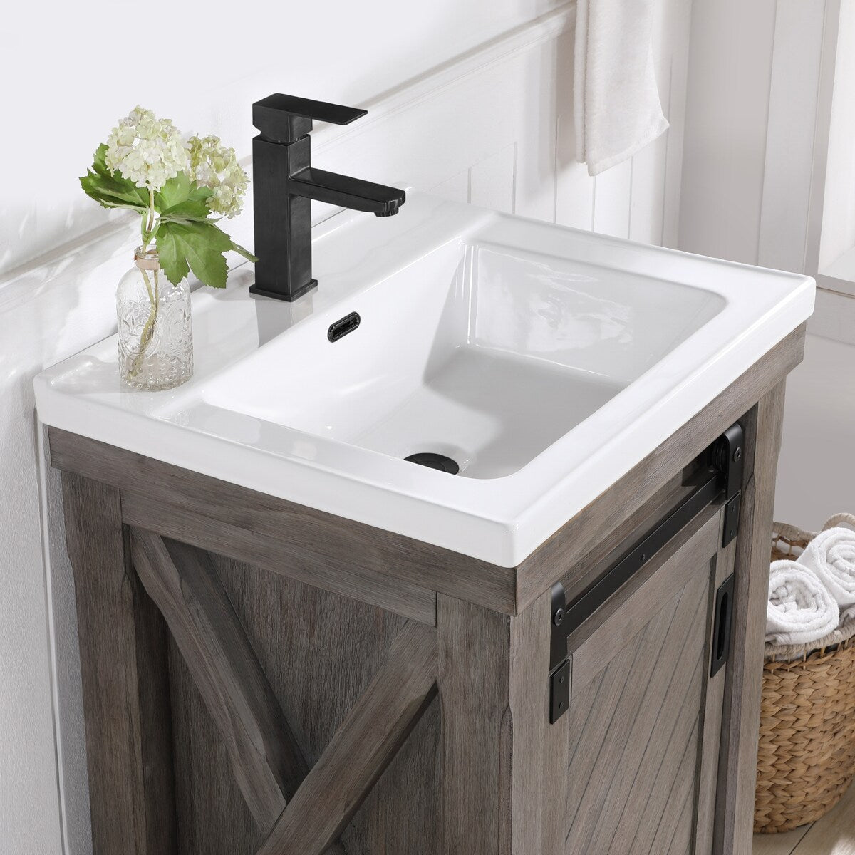 Cortes 24" Single Vanity in Grey with Ceramic Basin