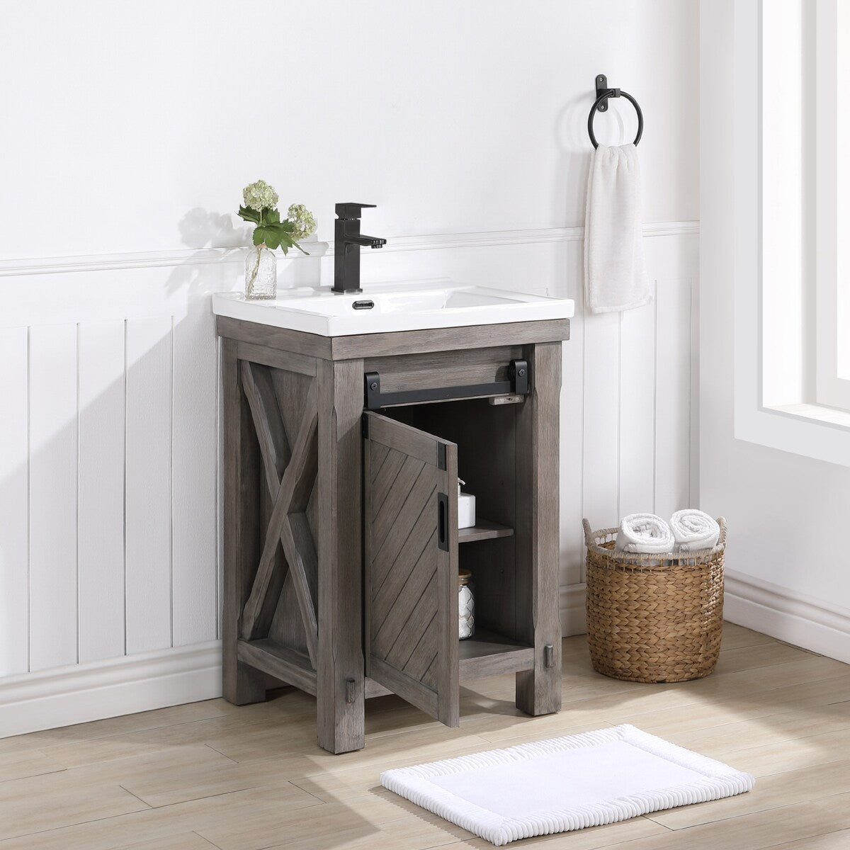Cortes 24" Single Vanity in Grey with Ceramic Basin