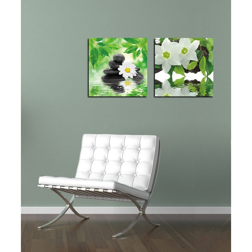 Cortesi Home 'Peaceful Reflections I' Tempered Glass 12-inch x 12-inch Wall Art