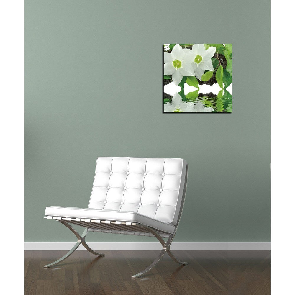 Cortesi Home 'Peaceful Reflections I' Tempered Glass 12-inch x 12-inch Wall Art