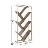 Cortez Gold and Walnut Finish Angular Modern Bookshelf by iNSPIRE Q Bold