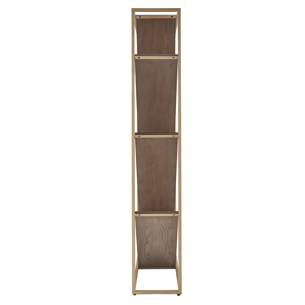 Cortez Gold and Walnut Finish Angular Modern Bookshelf by iNSPIRE Q Bold