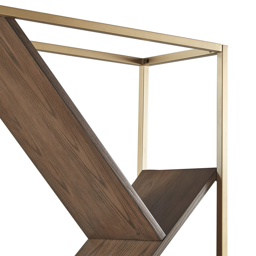 Cortez Gold and Walnut Finish Angular Modern Bookshelf by iNSPIRE Q Bold
