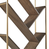 Cortez Gold and Walnut Finish Angular Modern Bookshelf by iNSPIRE Q Bold