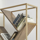 Cortez Gold and Walnut Finish Angular Modern Bookshelf by iNSPIRE Q Bold