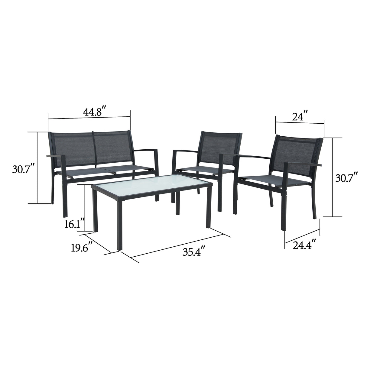 Corvus Antonio 4-piece Outdoor Sling Fabric Conversation Set
