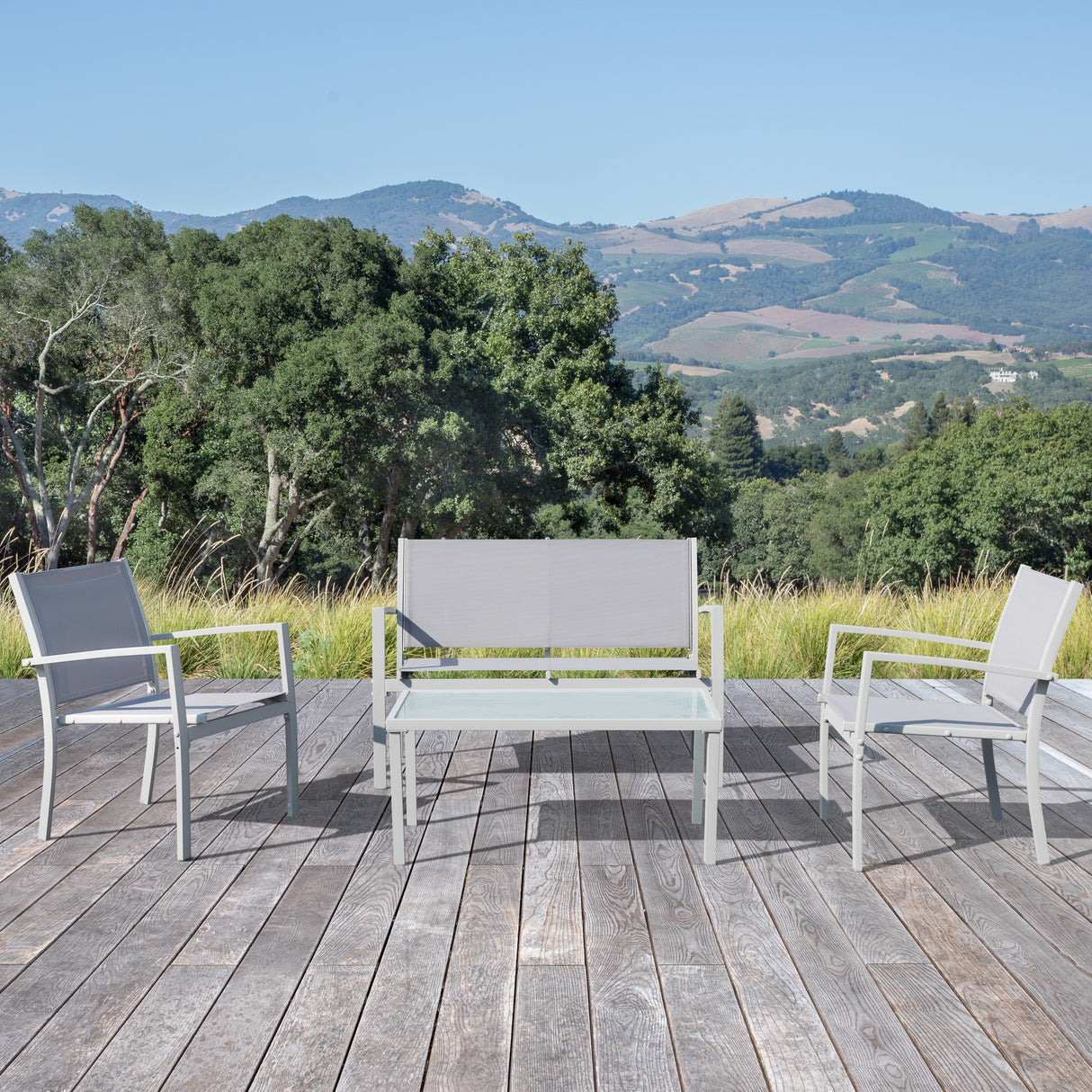 Corvus Antonio 4-piece Outdoor Sling Fabric Conversation Set