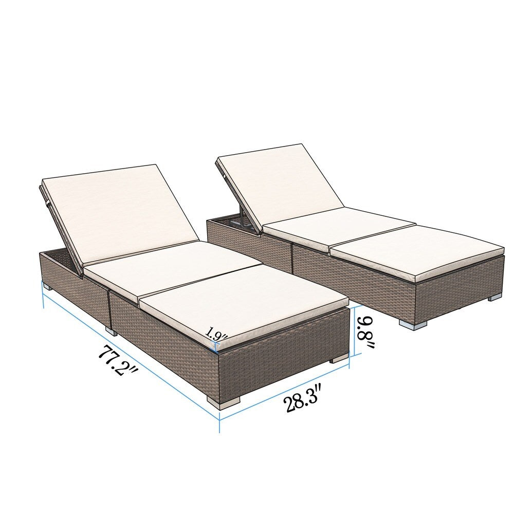 Corvus Brown Wicker Outdoor Chaise Lounges with Cushions (Set of 2)