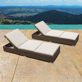Corvus Brown Wicker Outdoor Chaise Lounges with Cushions (Set of 2)