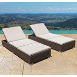 Corvus Brown Wicker Outdoor Chaise Lounges with Cushions (Set of 2)