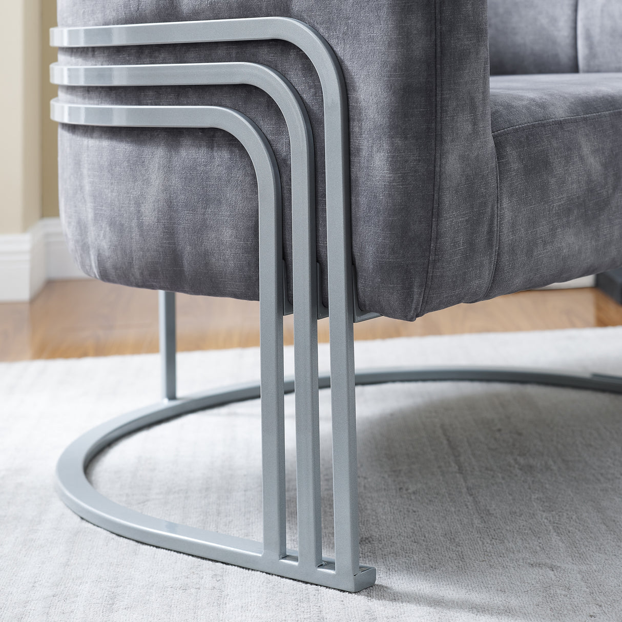 Corvus Hernals Velvet Tufted Curved Back Barrel Accent Chair