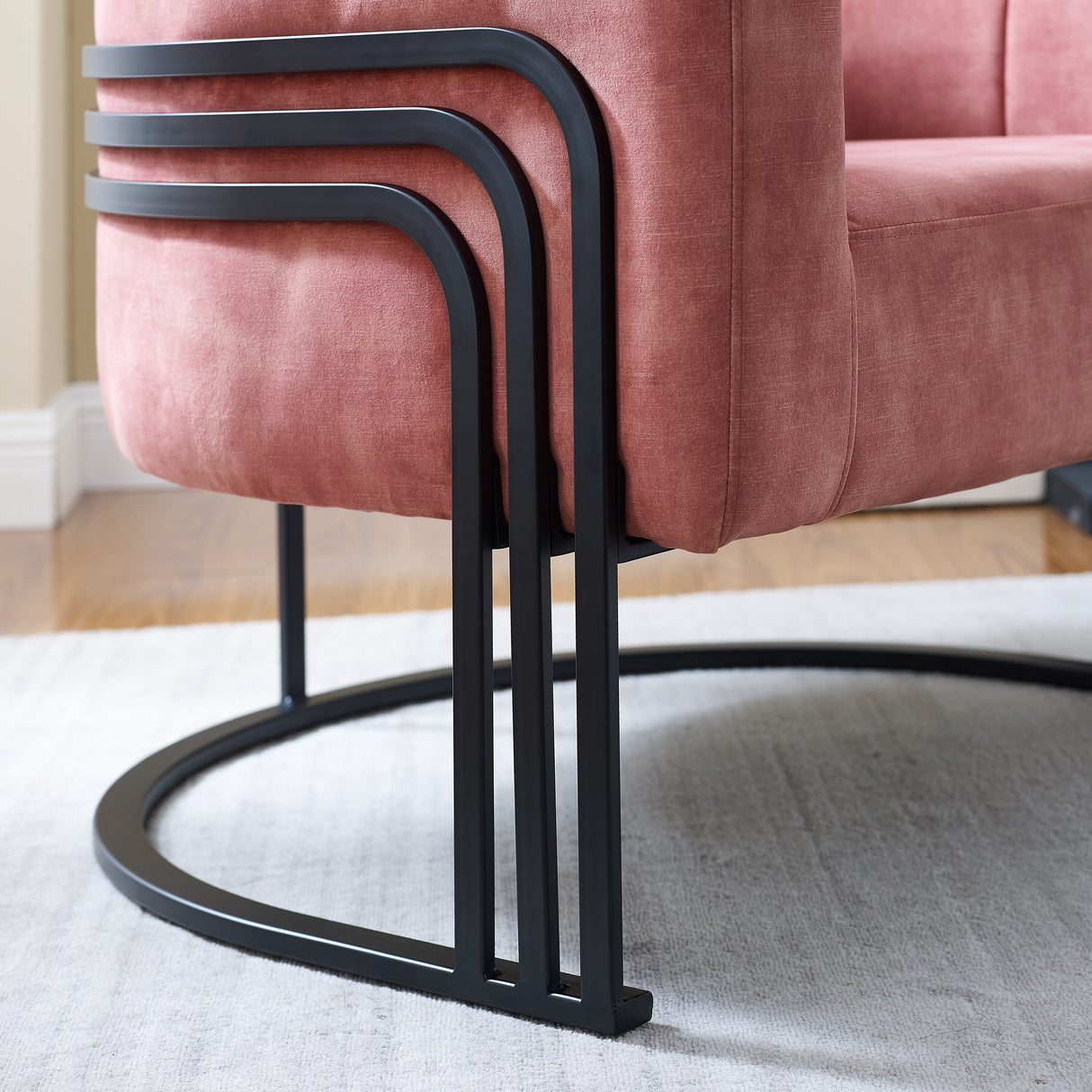 Corvus Hernals Velvet Tufted Curved Back Barrel Accent Chair