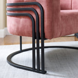 Corvus Hernals Velvet Tufted Curved Back Barrel Accent Chair