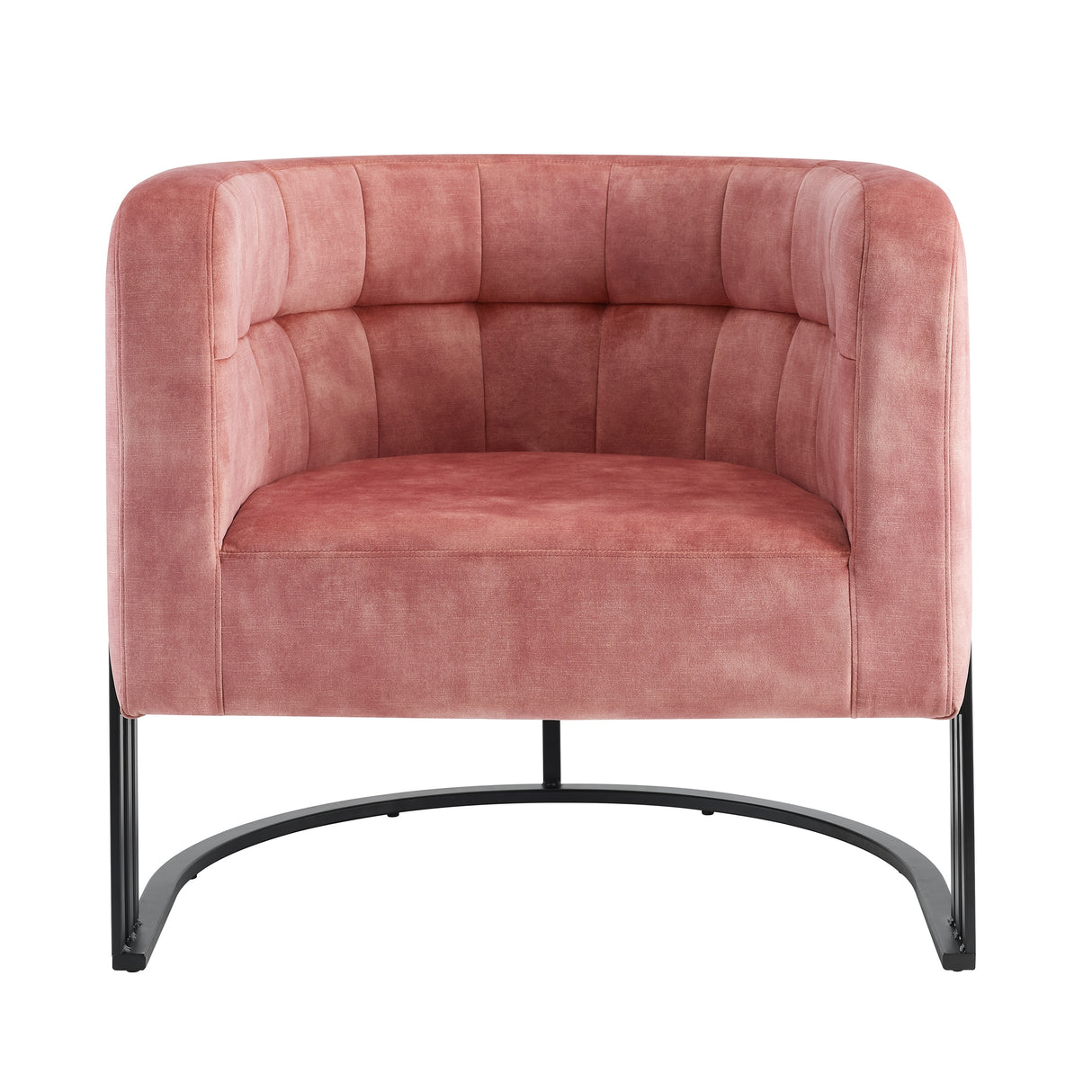 Corvus Hernals Velvet Tufted Curved Back Barrel Accent Chair