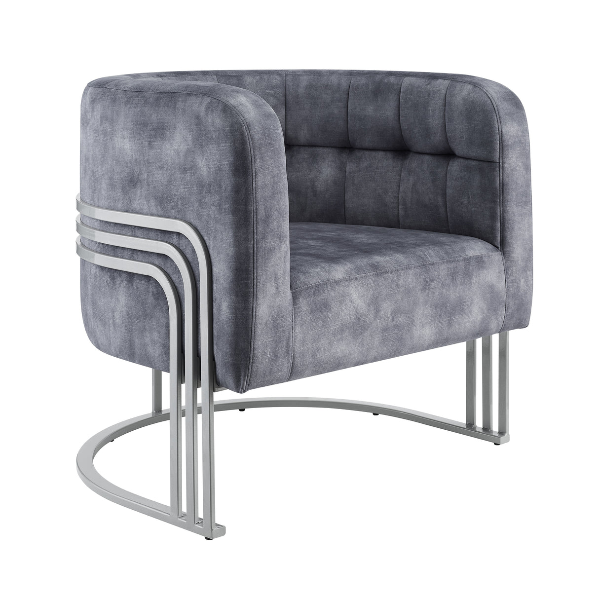 Corvus Hernals Velvet Tufted Curved Back Barrel Accent Chair
