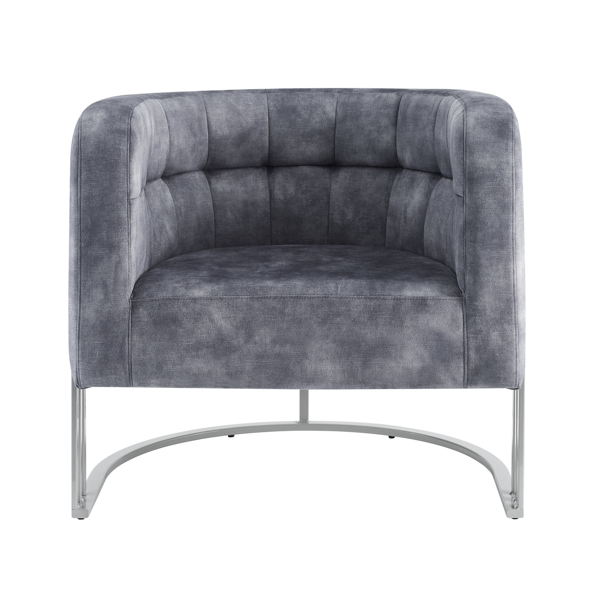 Corvus Hernals Velvet Tufted Curved Back Barrel Accent Chair