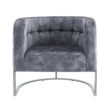 Corvus Hernals Velvet Tufted Curved Back Barrel Accent Chair