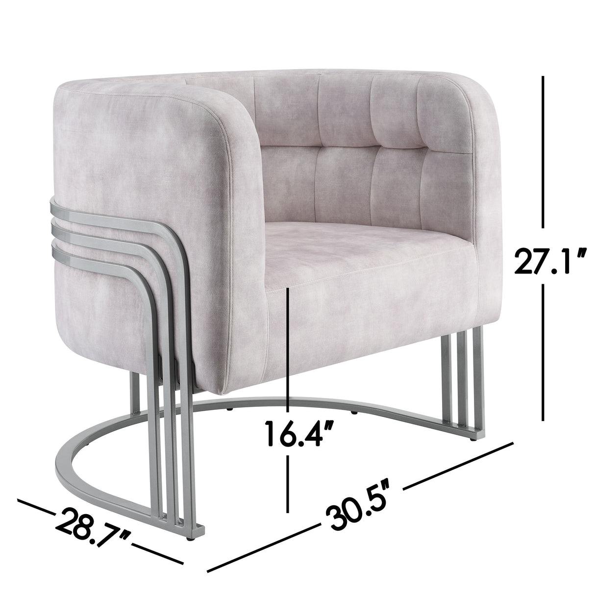 Corvus Hernals Velvet Tufted Curved Back Barrel Accent Chair
