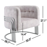 Corvus Hernals Velvet Tufted Curved Back Barrel Accent Chair