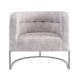 Corvus Hernals Velvet Tufted Curved Back Barrel Accent Chair