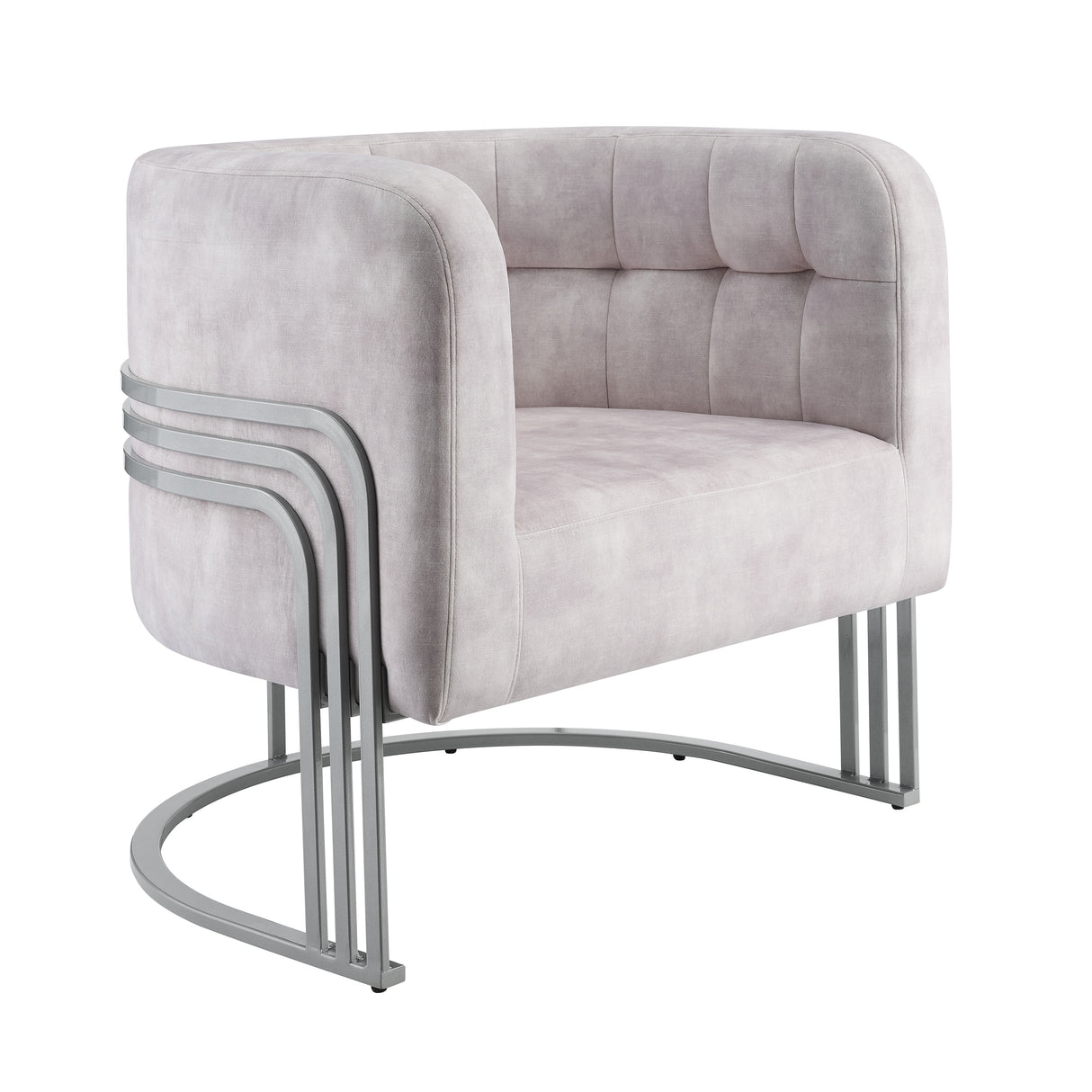 Corvus Hernals Velvet Tufted Curved Back Barrel Accent Chair
