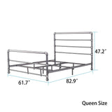 Carbon Loft Meitner Dark Grey Industrial Lines Iron Metal Queen-size Bed