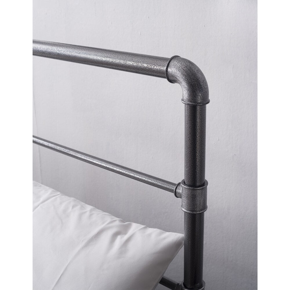 Carbon Loft Meitner Dark Grey Industrial Lines Iron Metal Queen-size Bed