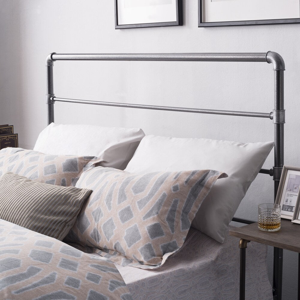 Carbon Loft Meitner Dark Grey Industrial Lines Iron Metal Queen-size Bed