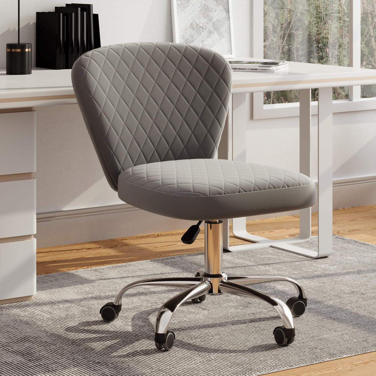 Corvus Velvet Armless Adjustable Swivel Home Office Chair