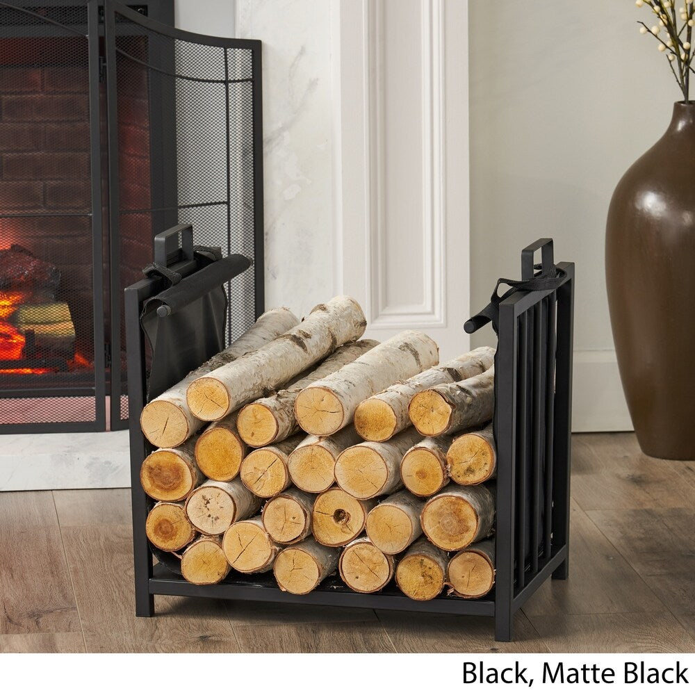 Cosada Iron and Canvas Fireplace Log Holder by Christopher Knight Home - 6.50" H x 27.00" W x 13" D