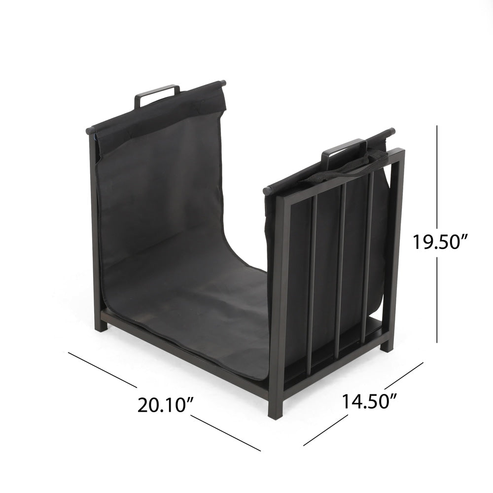 Cosada Iron and Canvas Fireplace Log Holder by Christopher Knight Home - 6.50" H x 27.00" W x 13" D