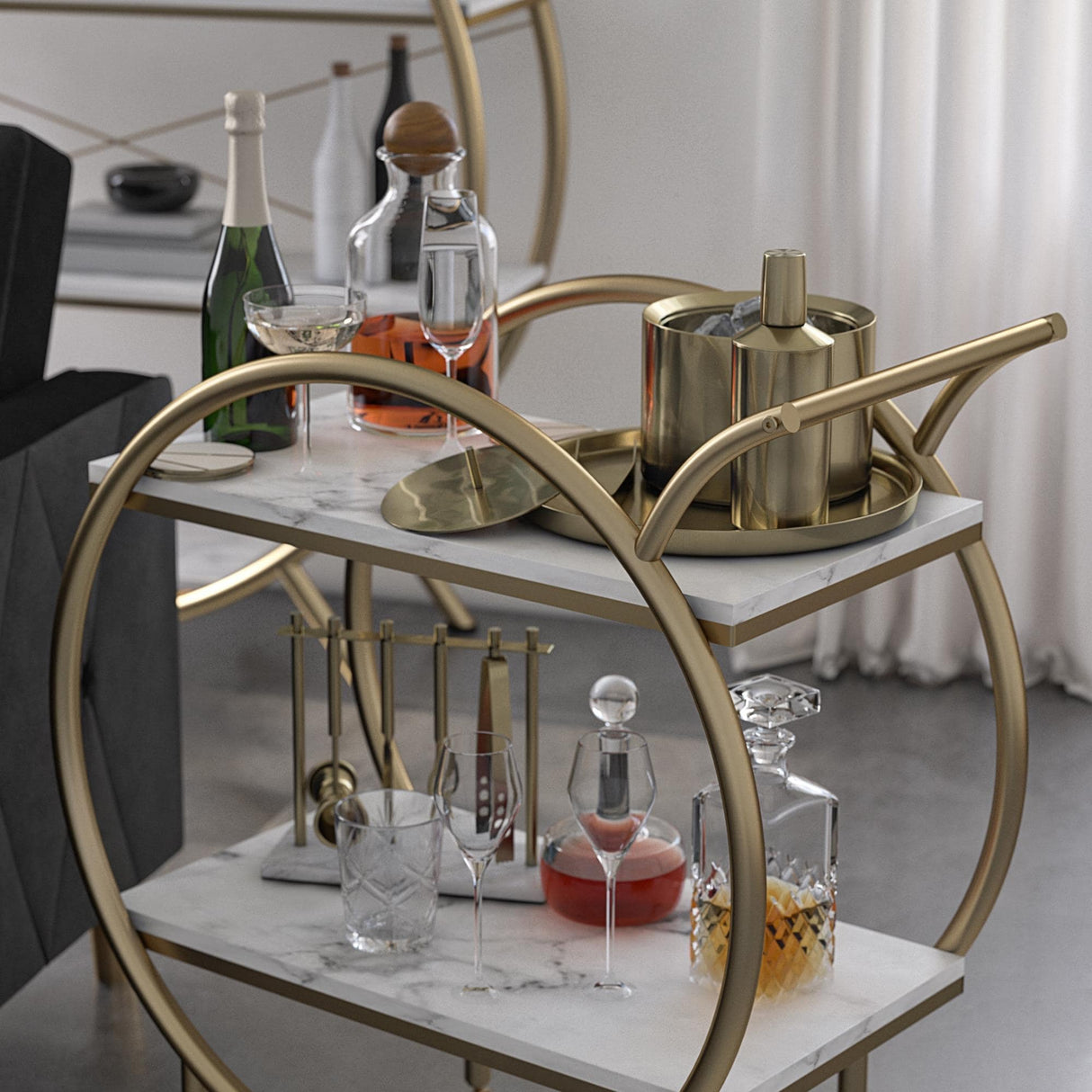 CosmoLiving by Cosmopolitan Amelia Round Bar Cart