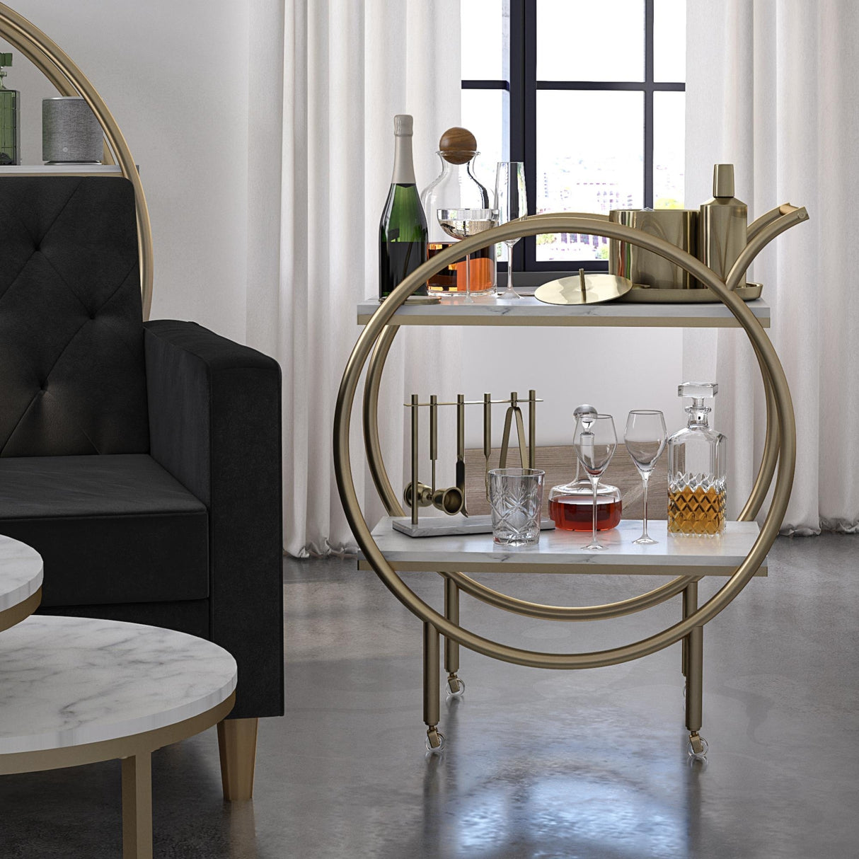 CosmoLiving by Cosmopolitan Amelia Round Bar Cart