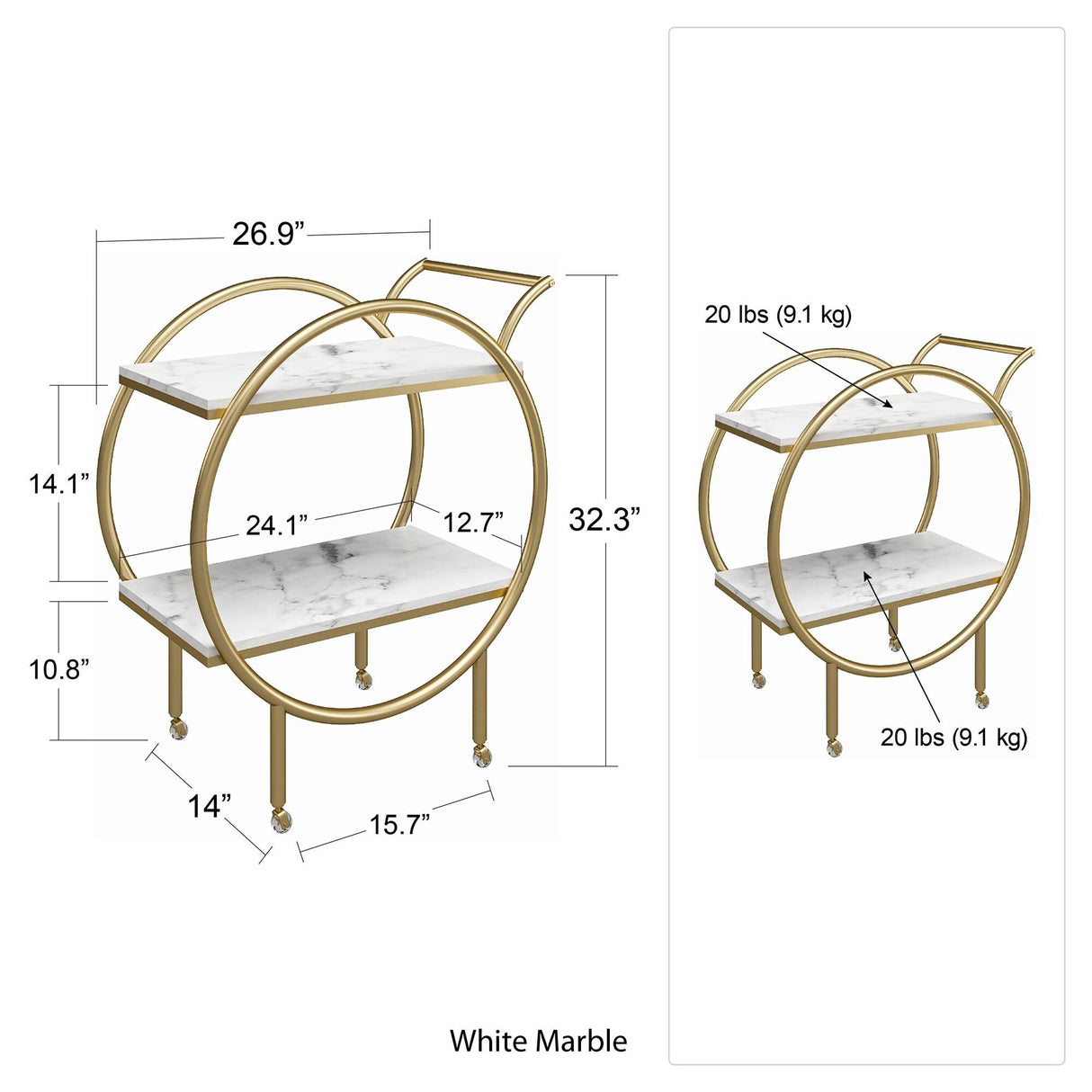 CosmoLiving by Cosmopolitan Amelia Round Bar Cart