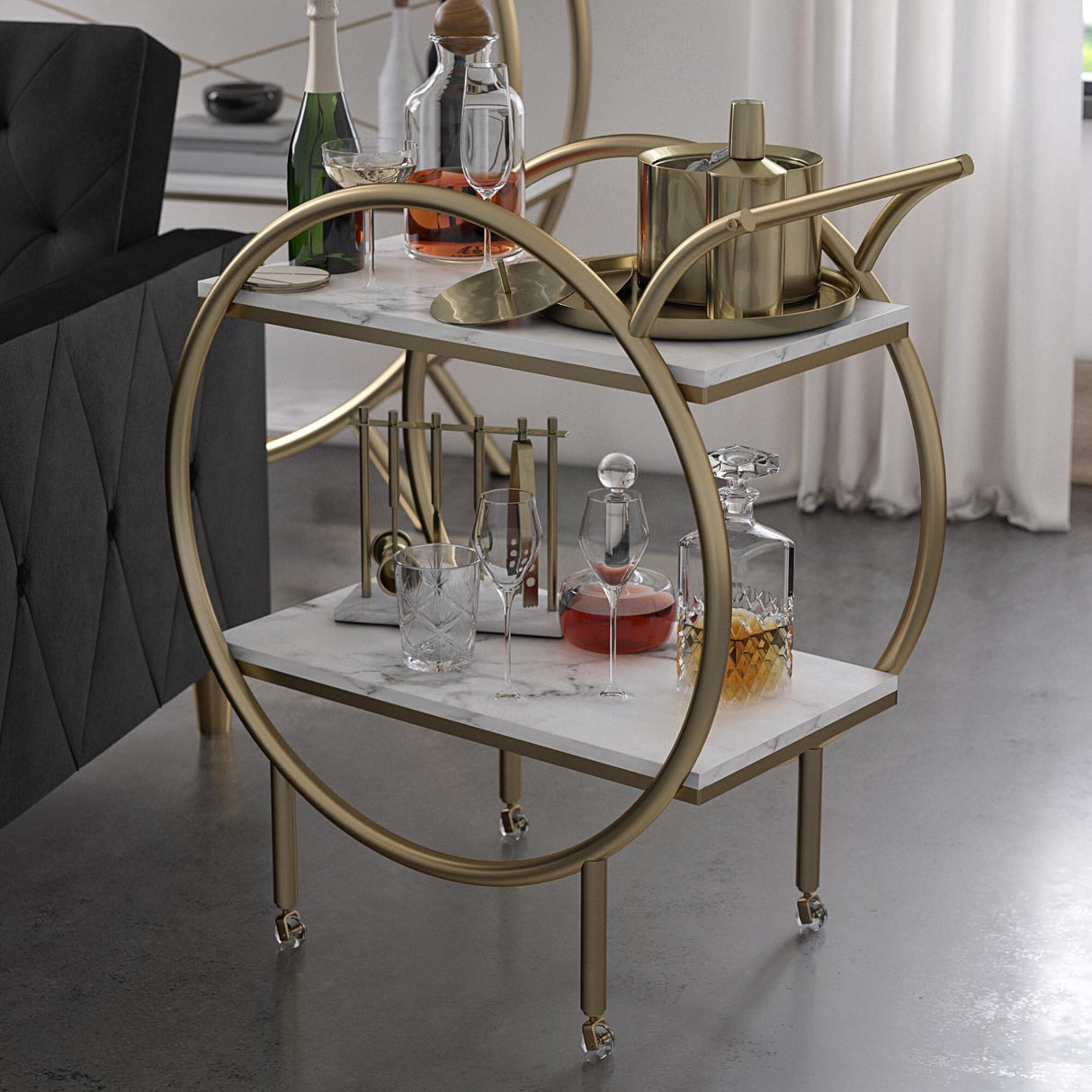 CosmoLiving by Cosmopolitan Amelia Round Bar Cart