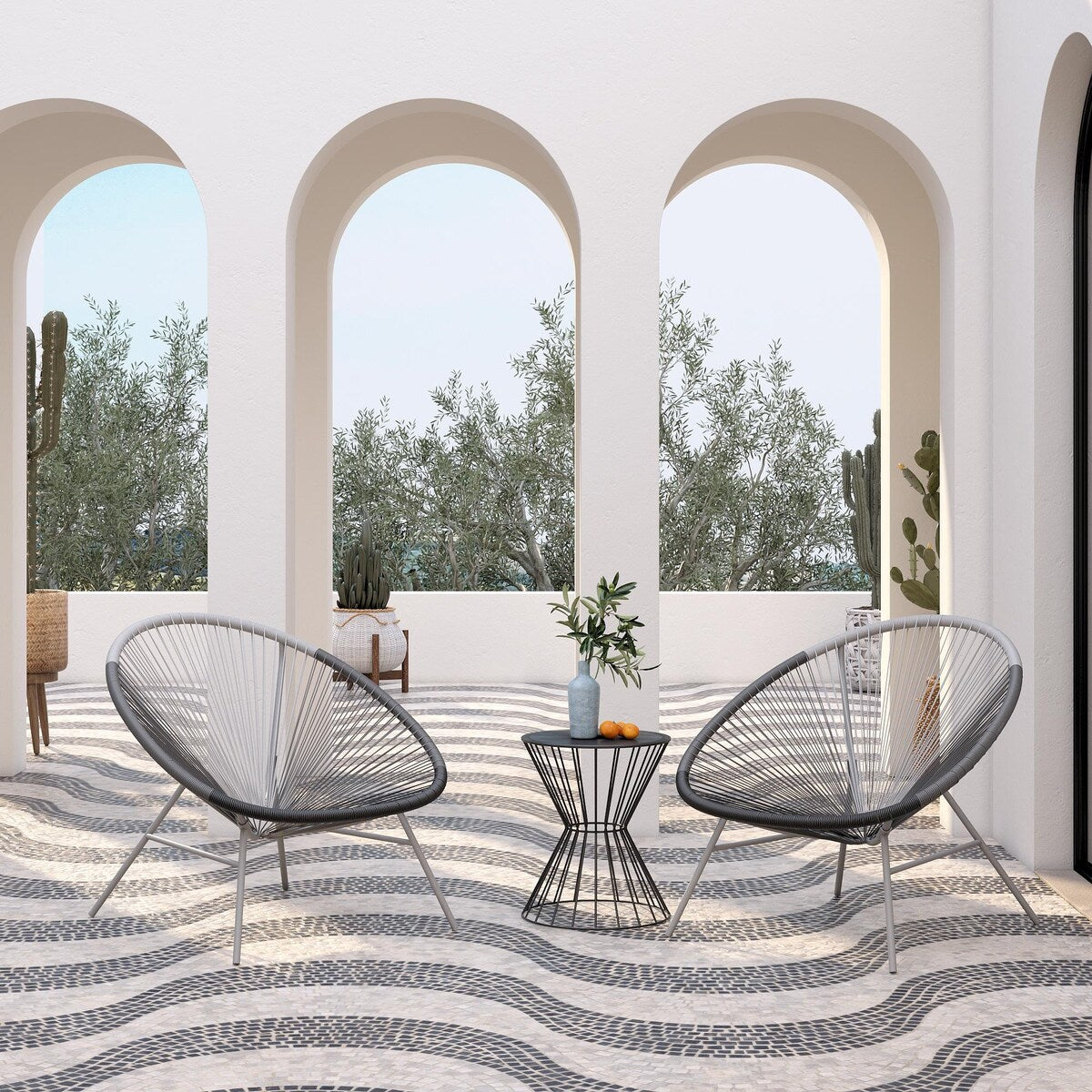 CosmoLiving by Cosmopolitan Avo Collection Indoor/Outdoor Modern XL Lounge Chair (2-Pack)