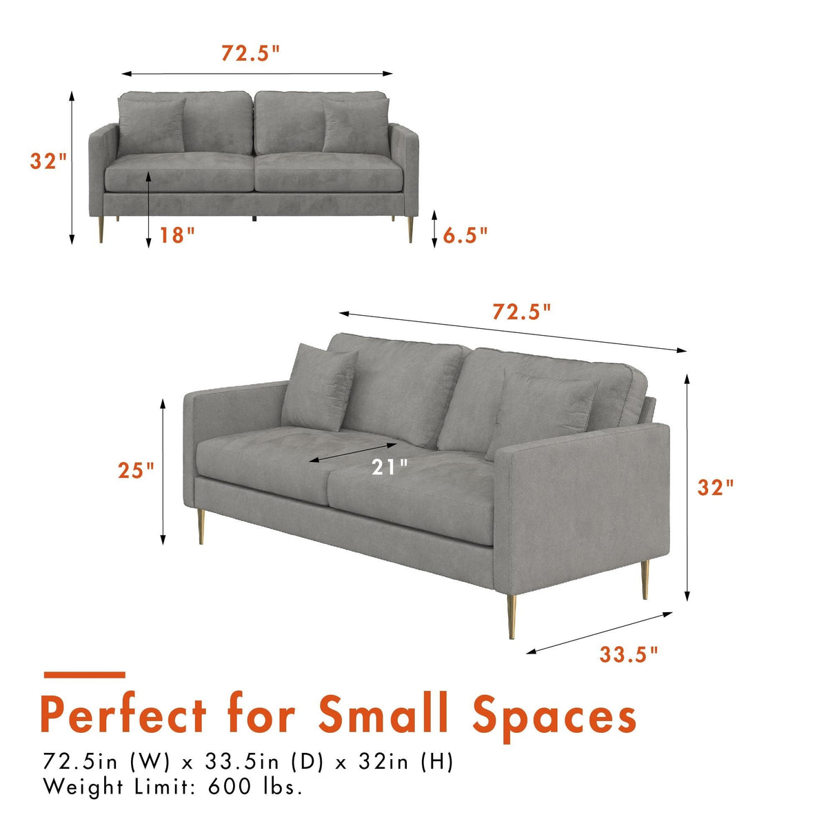 CosmoLiving by Cosmopolitan Highland Sofa with Pillows