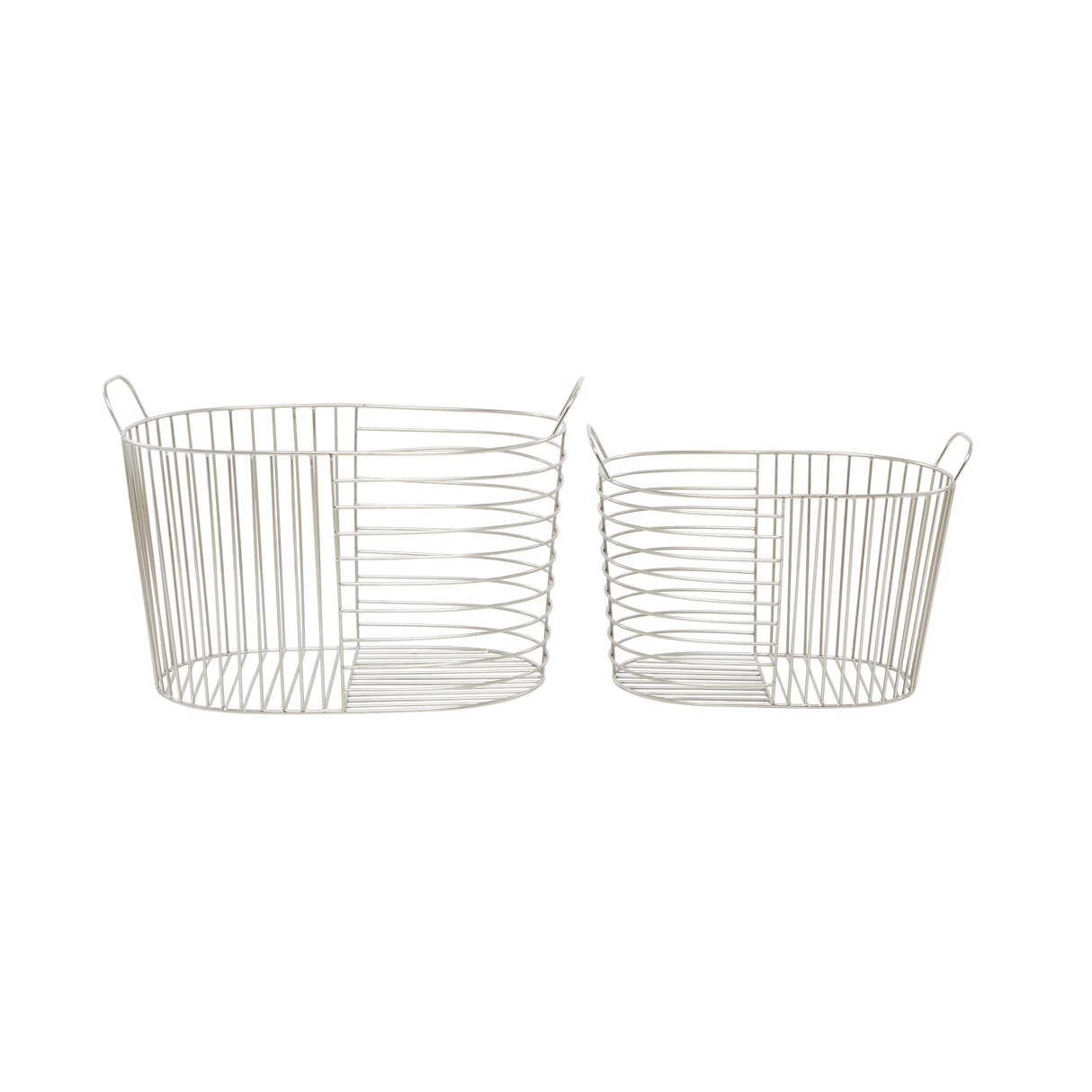 CosmoLiving by Cosmopolitan Modern Metal Storage Basket with Handles (Set of 2) - Gold, Silver, Dark Gray