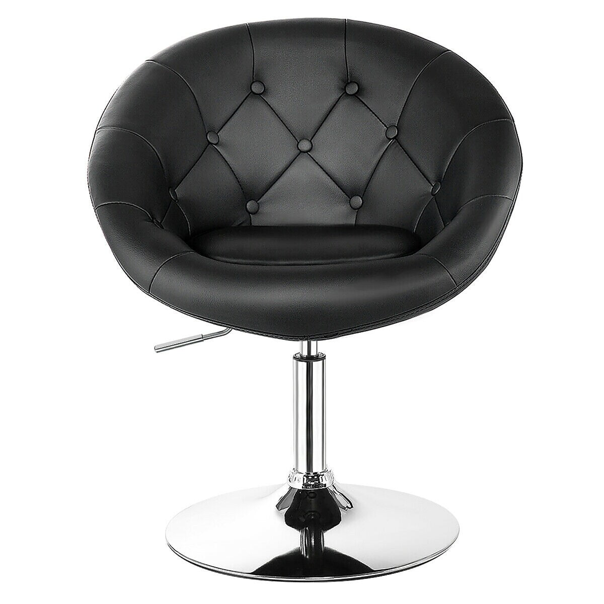 Costway 1PC Adjustable Modern Swivel Round Tufted Back Accent Chair PU - Single